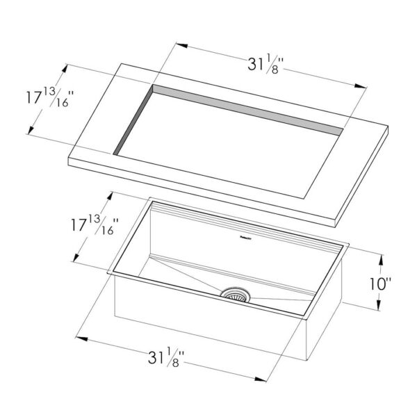 Sink Leonardo 33″ x 20" – U/M - AISI 316